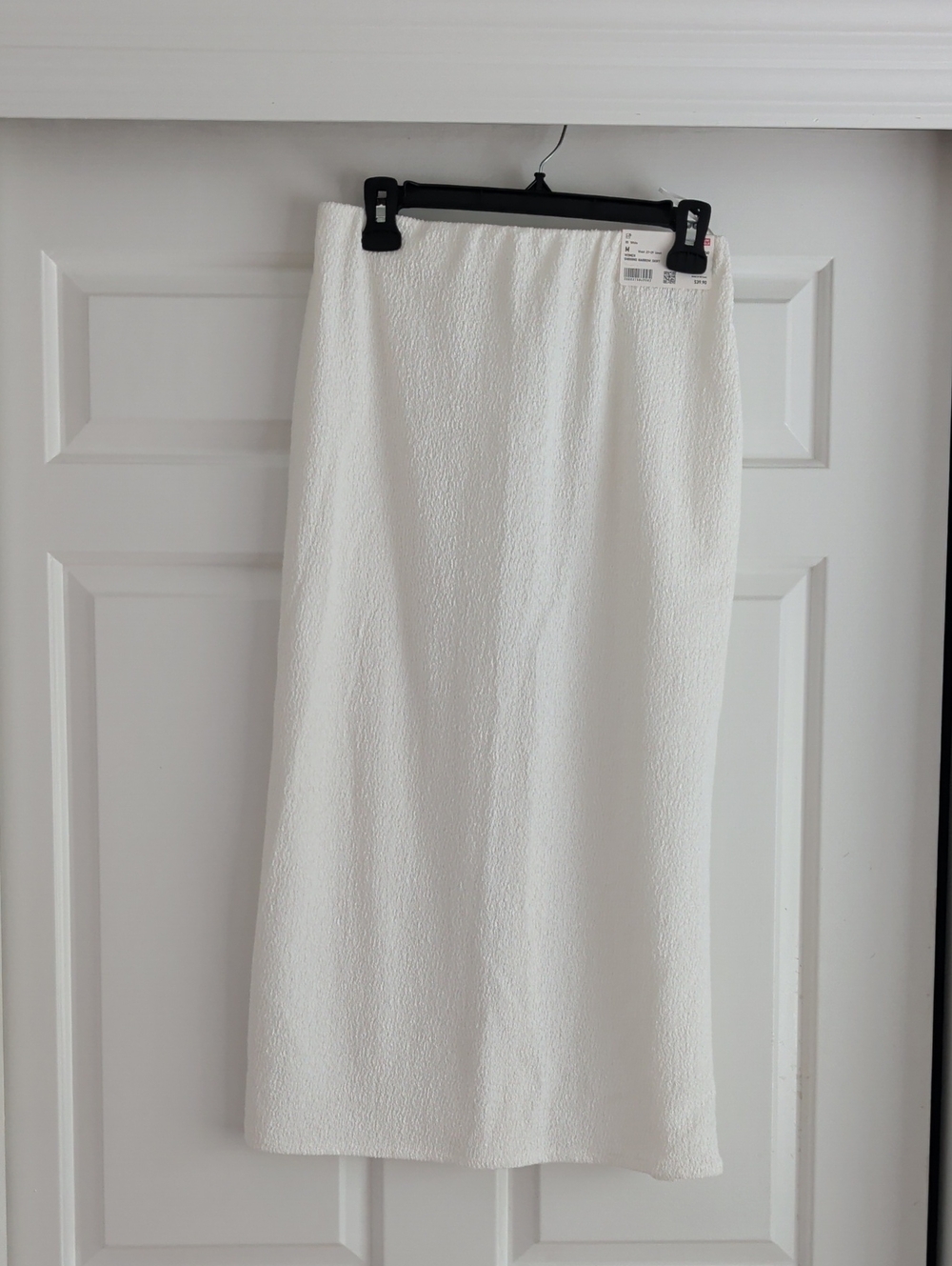 NWT Uniqlo White Shirring Textured Narrow Skirt